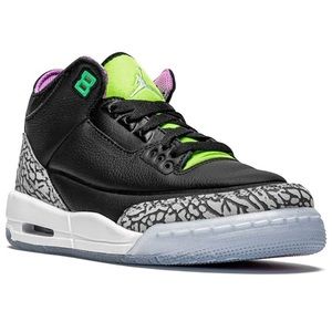 AIR JORDAN 3 RETRO “Electric Green-Violet” Shock Sneakers - Women/Big kids